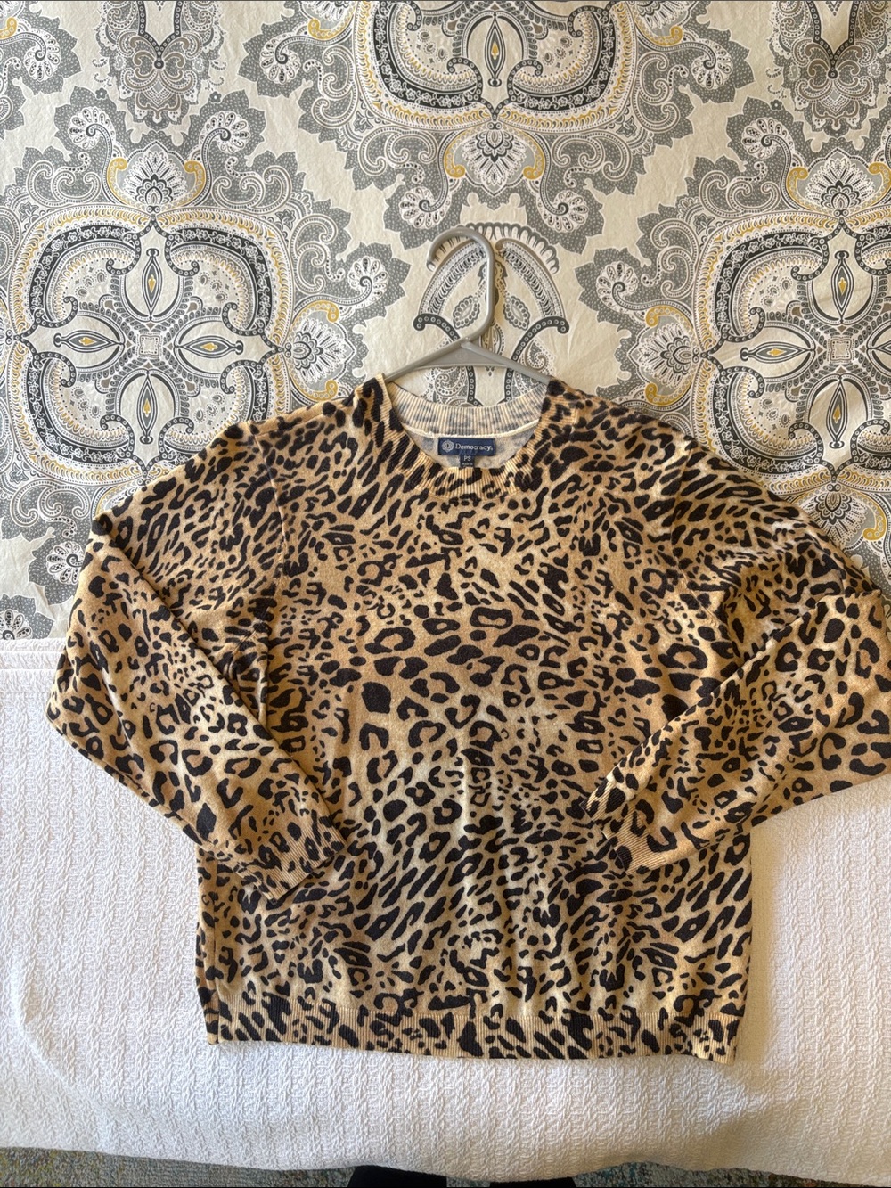 Democracy Leopard Print Crewneck Sweater - petite small